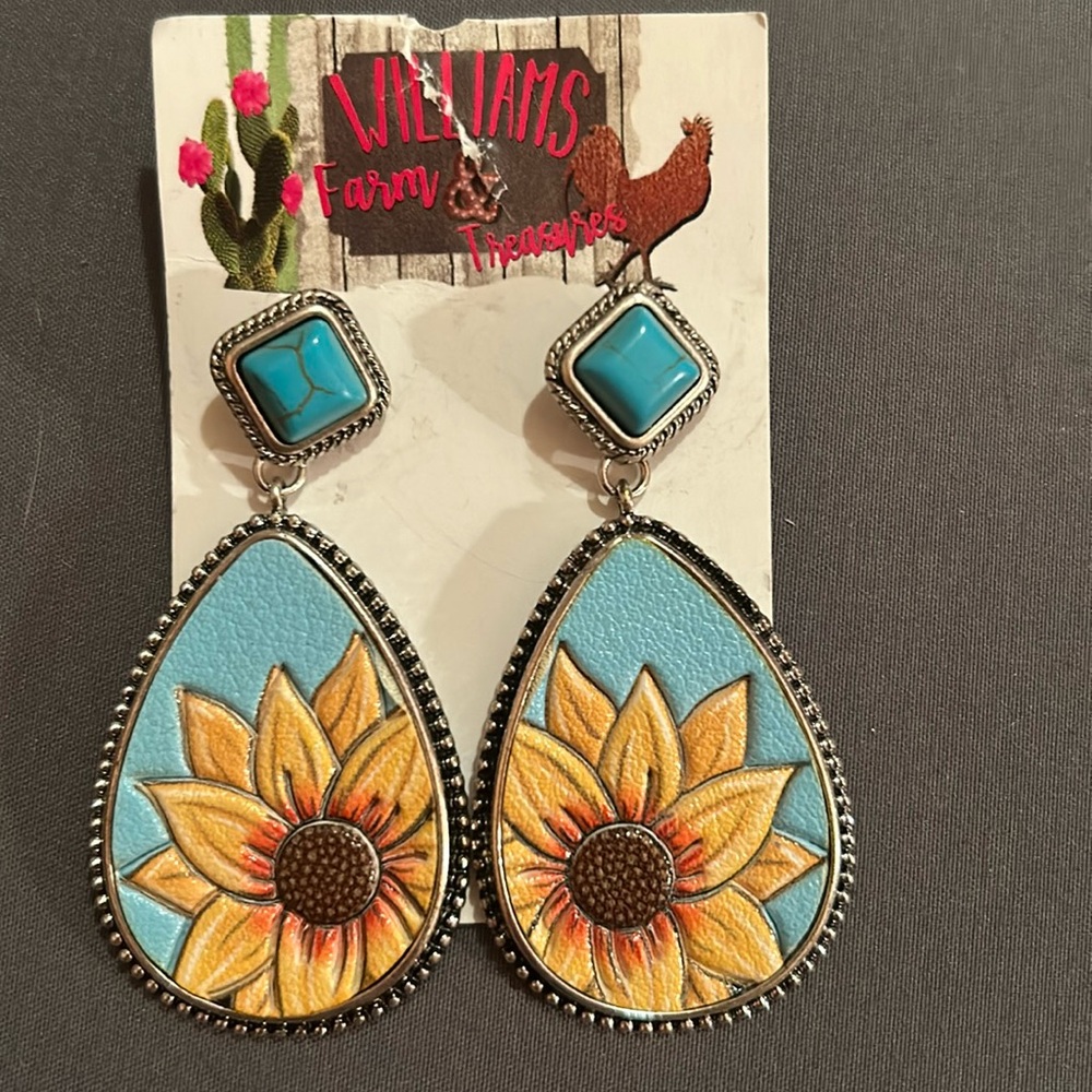 Sunflower & Turquoise Earrings